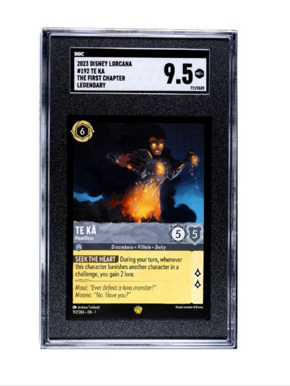 Lorcana TCG EN-1 192/204 Te Ka Heartless Legendary SGC 9.5 Graded Mint+